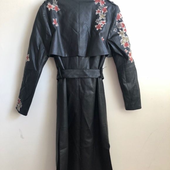 BCBG - Alix Faux-Leather Embroidered Trench EUC - Picture 6 of 8